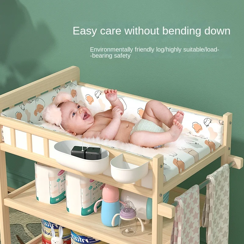 Yy Solid Wood Diaper Changing Table Baby Care Desk Bath Integrated Multifunctional Storage