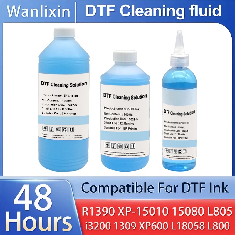 250ml 500ml 1000ml DTF Power Cleaner DTF Cleaning Solution Liquid For Direct to Film Printer Printhead L805 L1800 L800 1390