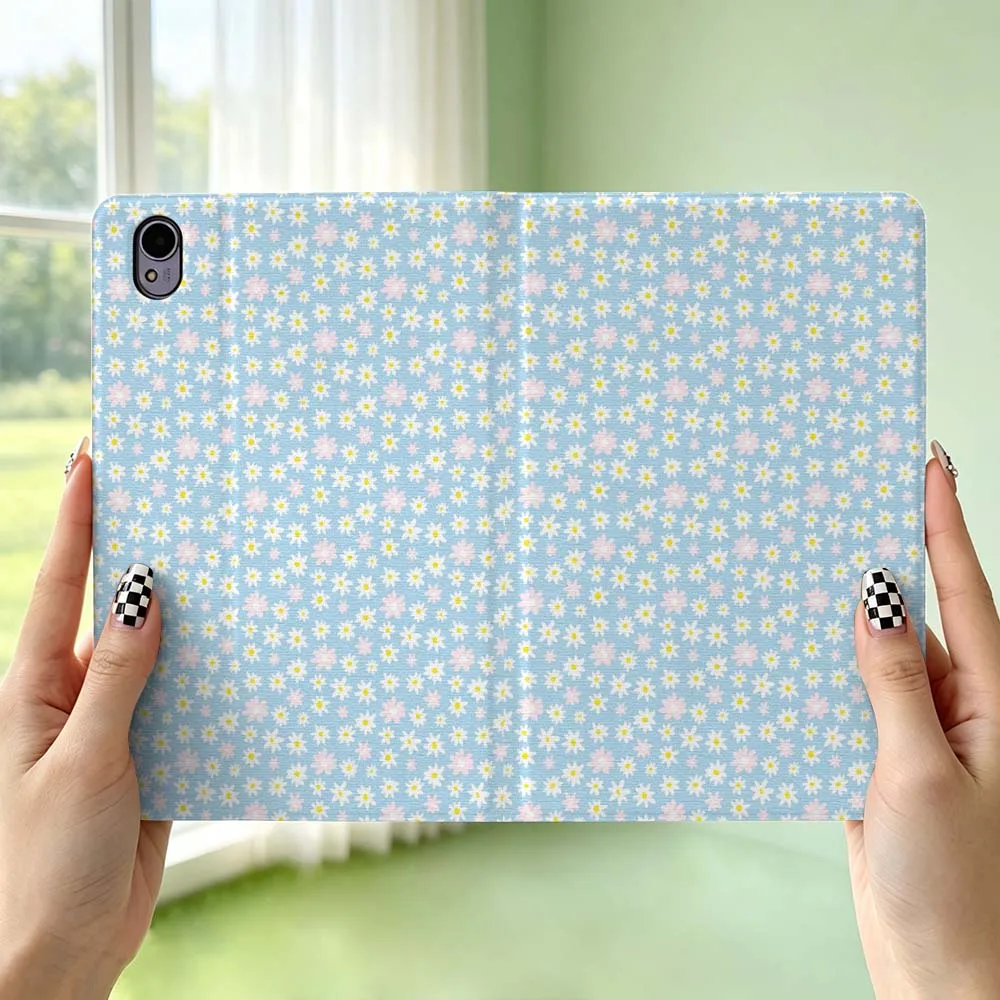 Blue Floral Print Pen Tray For Huawei MediaPad MatePad Honor Pro V6 9 V8 X9 X 10 13.3 12.3 11 11.5 Inch Tablet Case