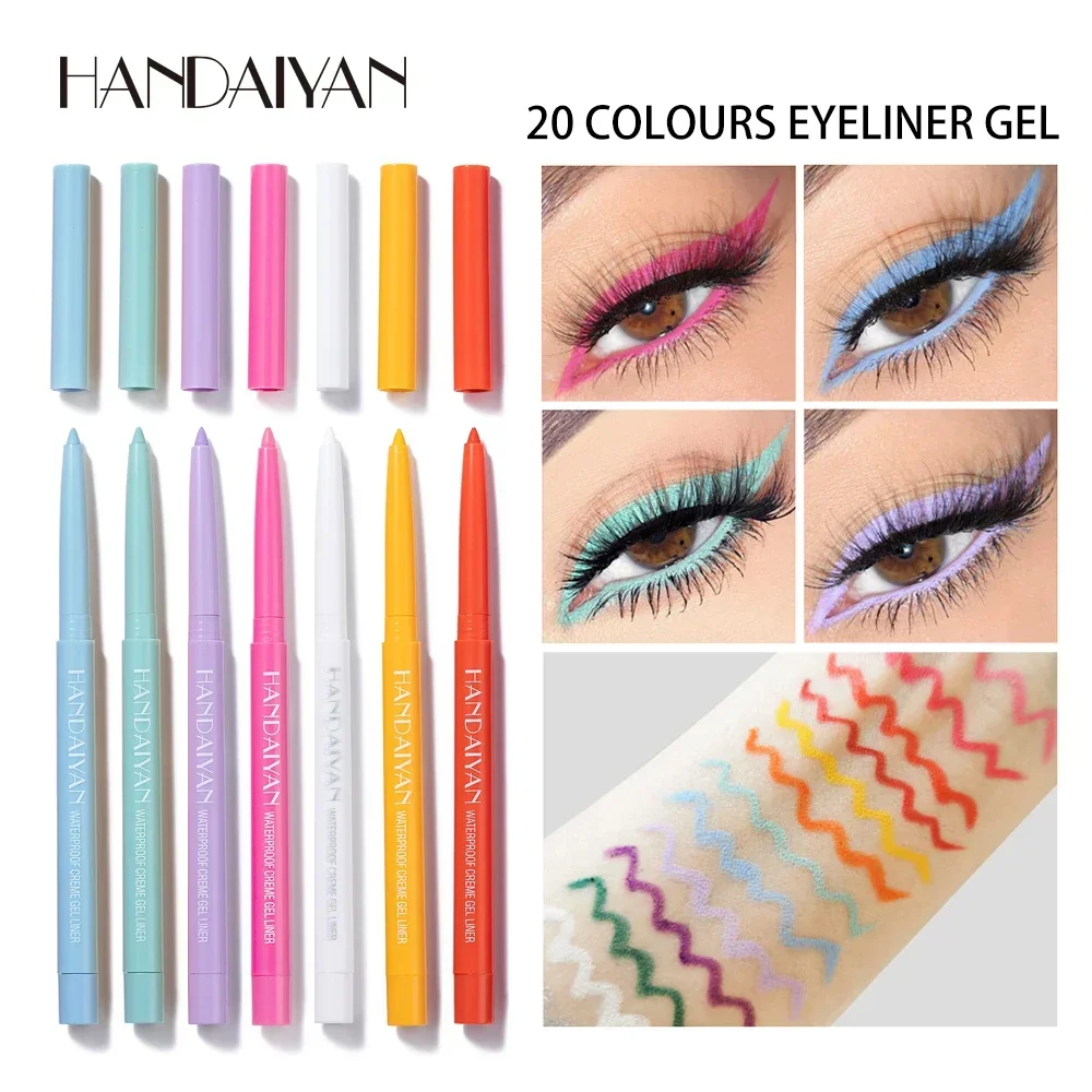 HANDAIYAN Matte Eyeliner Crème Pen Langdurige Geen Vlekken Waterdicht Oogpotlood Sneldrogend Hooggepigmenteerde 20 Kleuren Eyeliner Gel