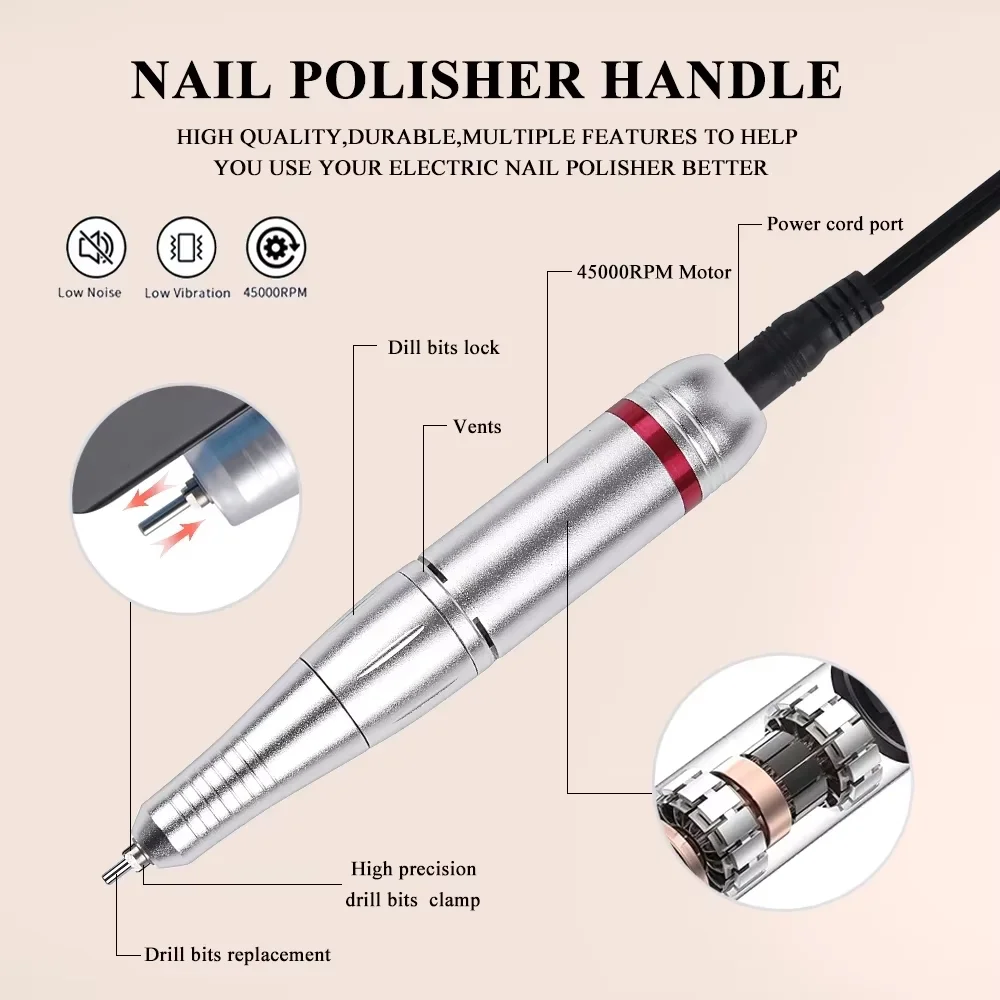 TFSCLOIN 45000 RPM Oplaadbare Nagelboormachine Met Basis Geluidsarm Professionele Nagellakschuurmachine voor Manicure Nagelapparatuur
