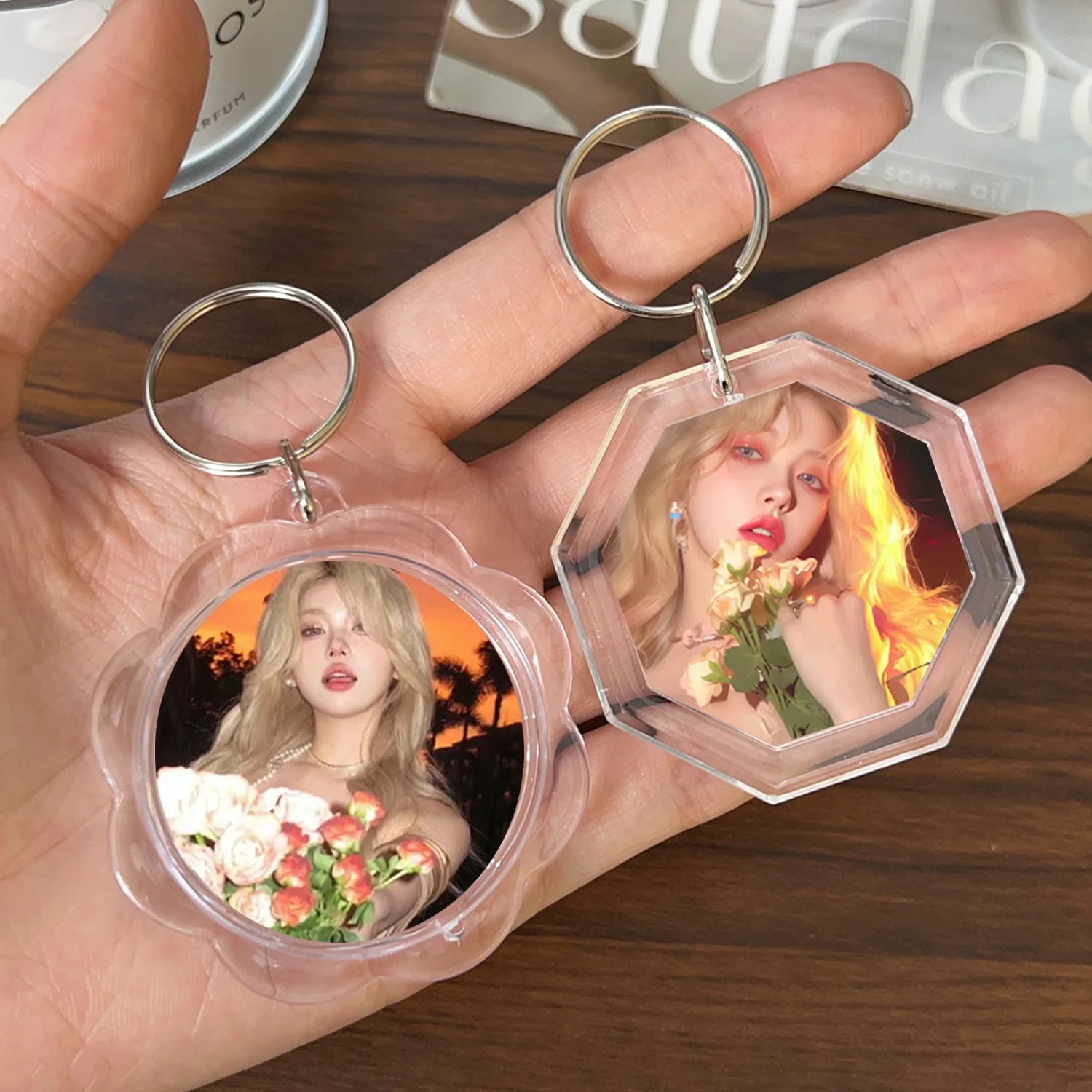 5/50Pcs Transparent Photo Frame Keychain Tassels Snap-In Custom Insert Photo Acrylic Blank Keyring Clear Blank Picture Pendant