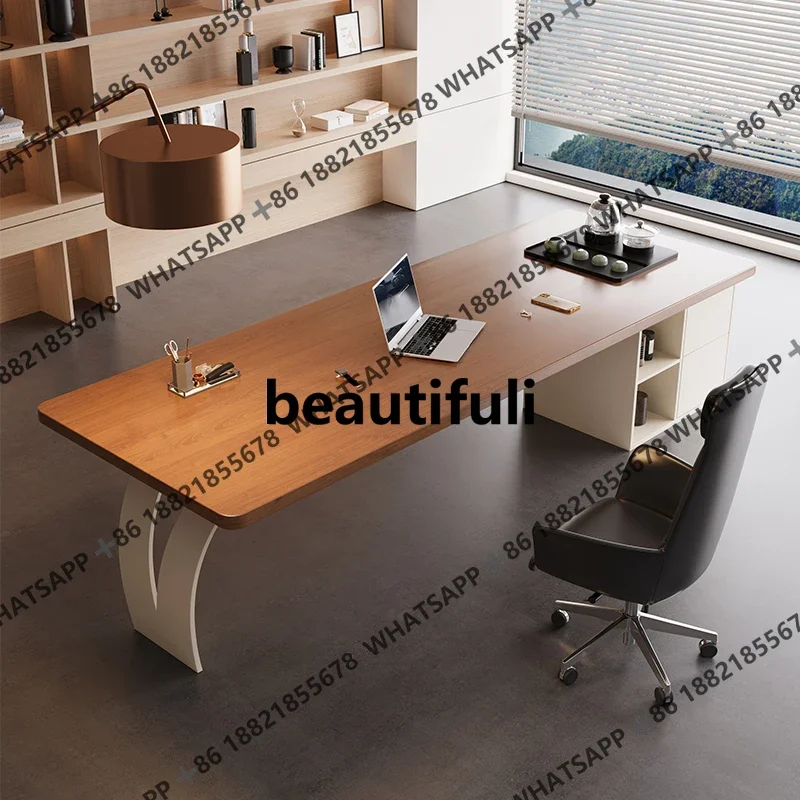 

R Solid wood desk with tea table integrated President Chairperson new high-end