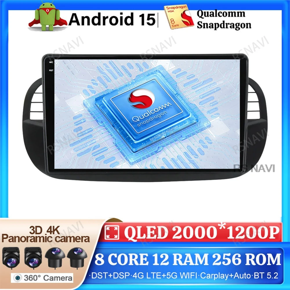 

Android 15 Car Radio For FIAT 500 GPS 4G LTE DVD Navigation Wireless Carplay Auto Autoradio Multimedia BT 5G WIFI Viedo Player
