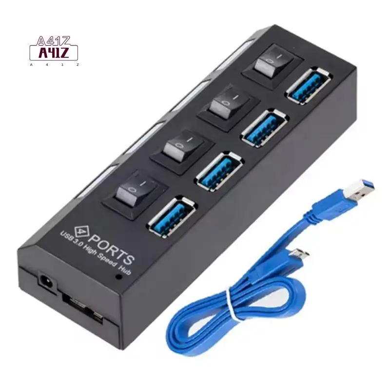 A41Z-4 Port USB HUB 3.0 Hub USB Splitter Multi Usb Hub 3.0 Hub Power Adapter With Individual Switch For PC
