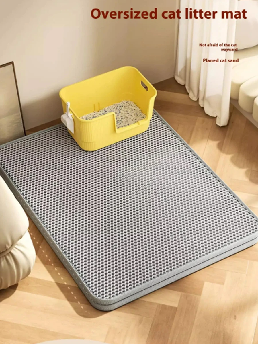 Kattenbakmat Heavy Duty Waterdicht 2-laags Antislip Wasbaar Vloerbeschermer voor Huisdieren Zandstopper Huisdierproduct - afbeelding 2
