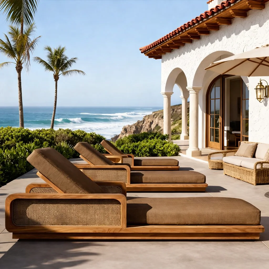 Outdoor Lounger Chair Hotel Outdoor Comfortable Teak Sun Lounger Resort Swimming Pool Lounger Chair Beach Furniture