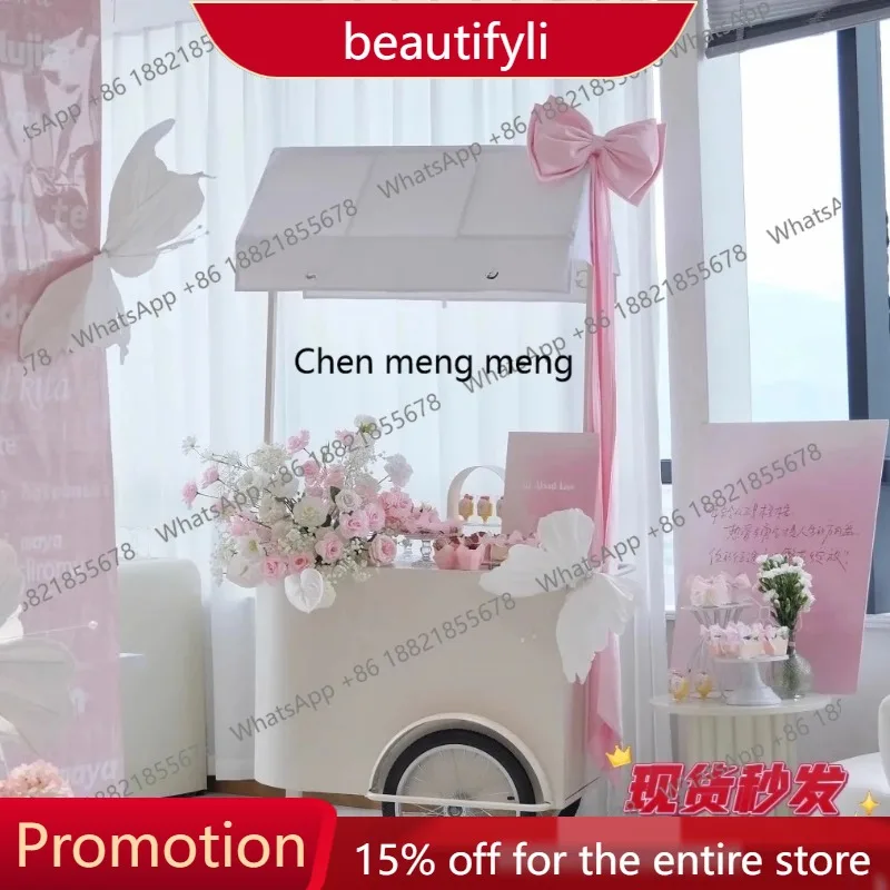 

A57 Stall trolley Movable multi-functional dessert dining car display Stall mobile stall car