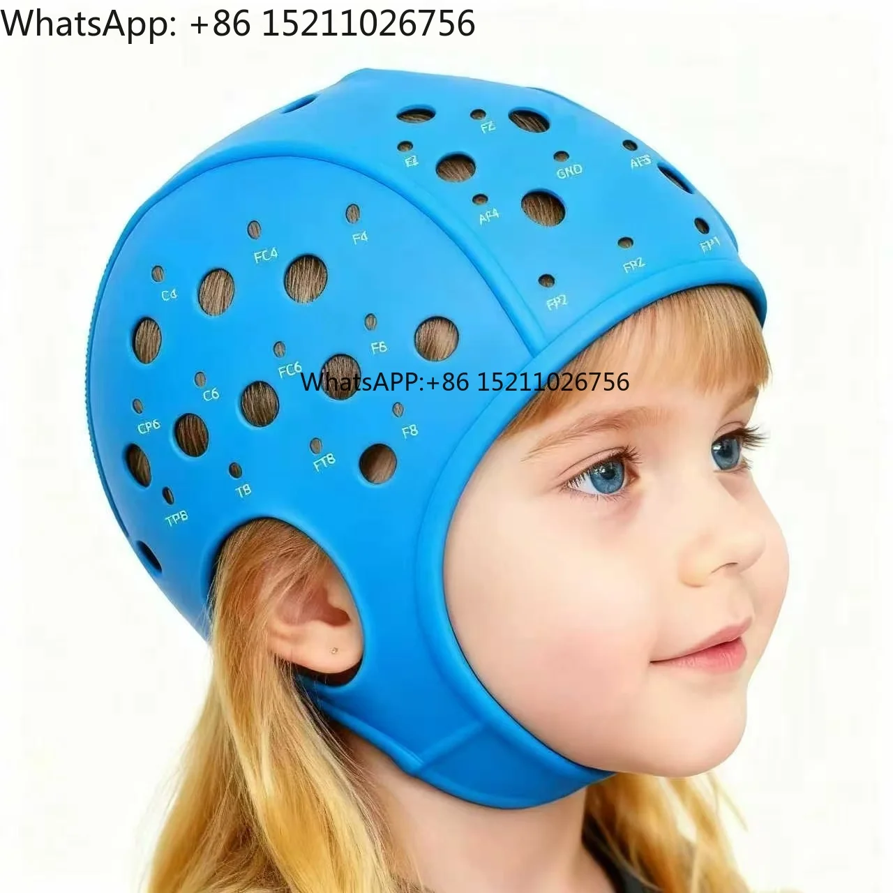 EEG Cap Kid Size 10/20 System 64-Channel Electrode Placement Helmet Hypoallergenic Soothing Elastic Fabric for Brain Activity