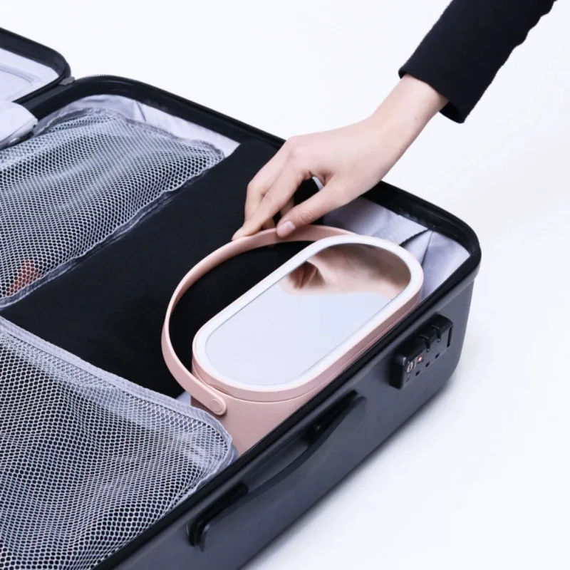 Scatola Organizer per trucco con specchio luminoso a LED custodia per trucco portatile da viaggio per cosmetici