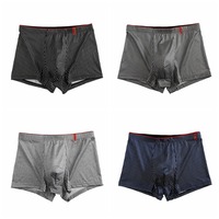 4PCS Color Blocking Stripe Men's Flat Panties Low Waist Loose Men Boxer Large Size Underpants Underwear for Man Man
