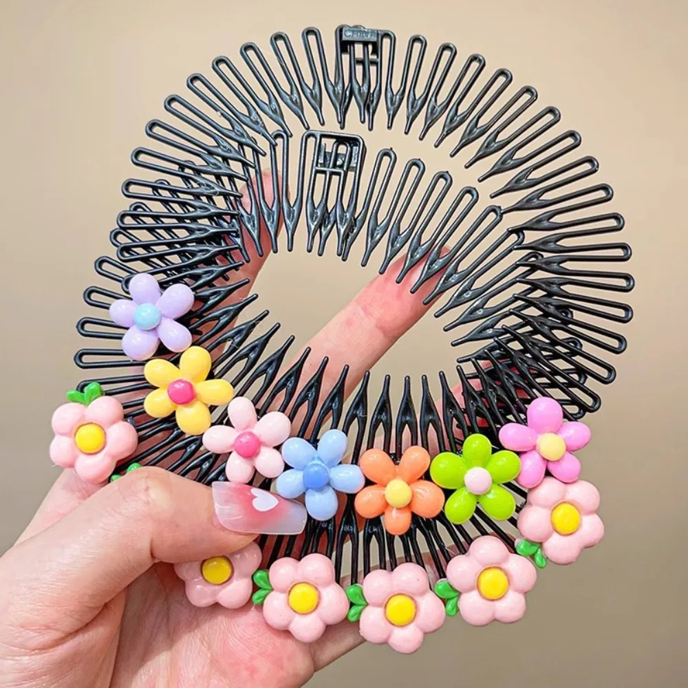 1PC Cute Colorful Cartoon Round Plastic Hair Combs For Children Girls Sweet Hair Ornament Headband Lovely Hair Accessories