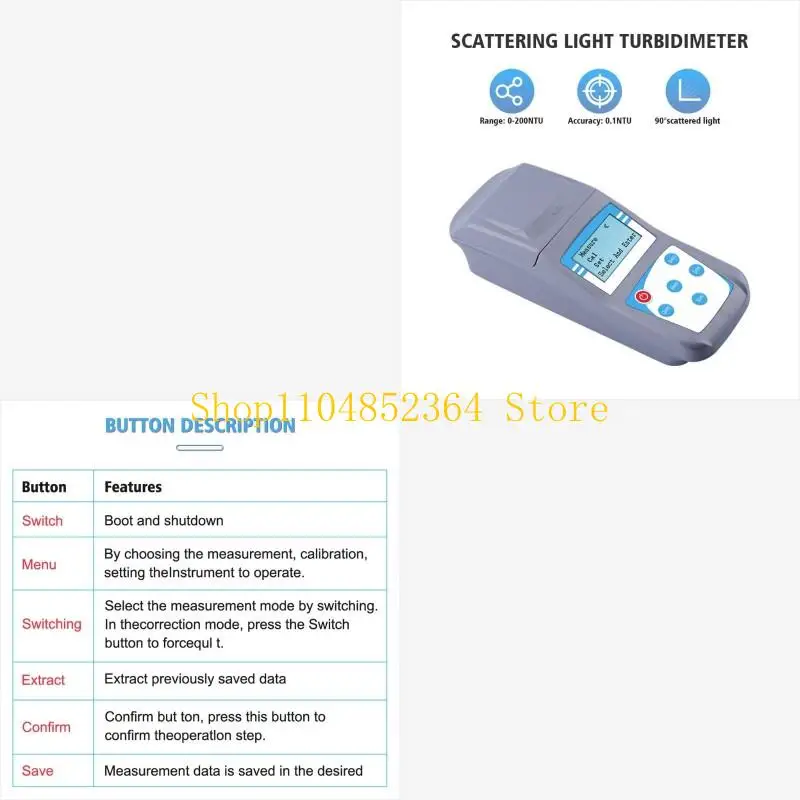 

652F Water Turbidity Meter Turbidimeter With Measuring 0 to 200 NTU 0.1 NTU ZD-2A Portable Handheld Intelligent