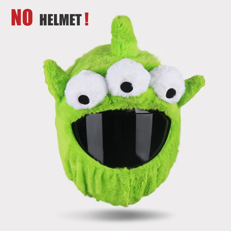 Helmbescherming Hoofddeksel Cover Cartoon Pluizige Pluche Set Voor Motorfiets Volledige Gezicht Beschermhoes Motorveiligheid Trendy