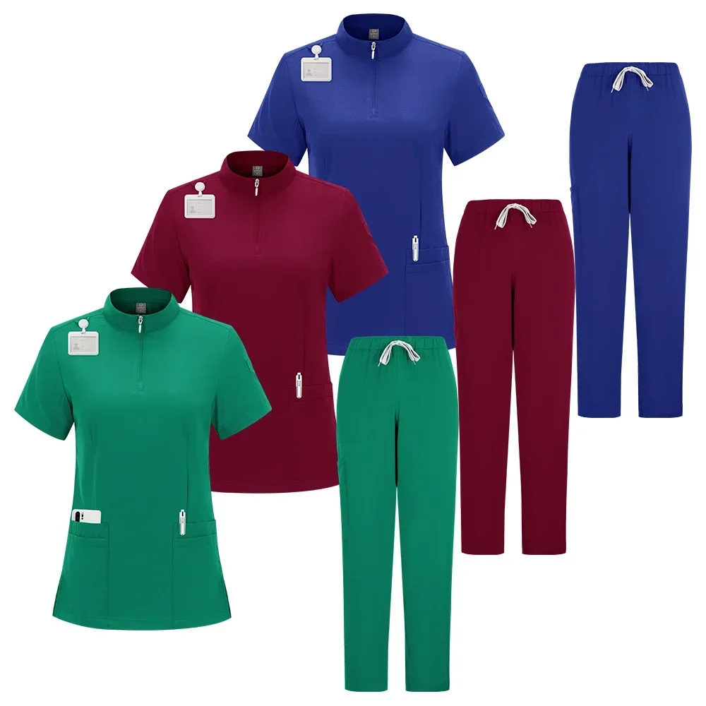 Unisex Medical Uniform Surgical Uniforms Woman Scrub Set Beauty Salon Workwear Clinical Scrubs Tops Pant Doctor Nursing Suit Men