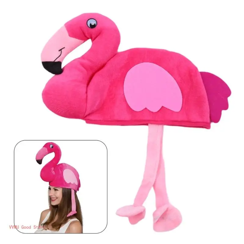 Funny Adult Cloth Flamingo Hat Thanksgiving Hat Unique Headwear Women Male Halloween Party Gift Birthday Halloween Hat