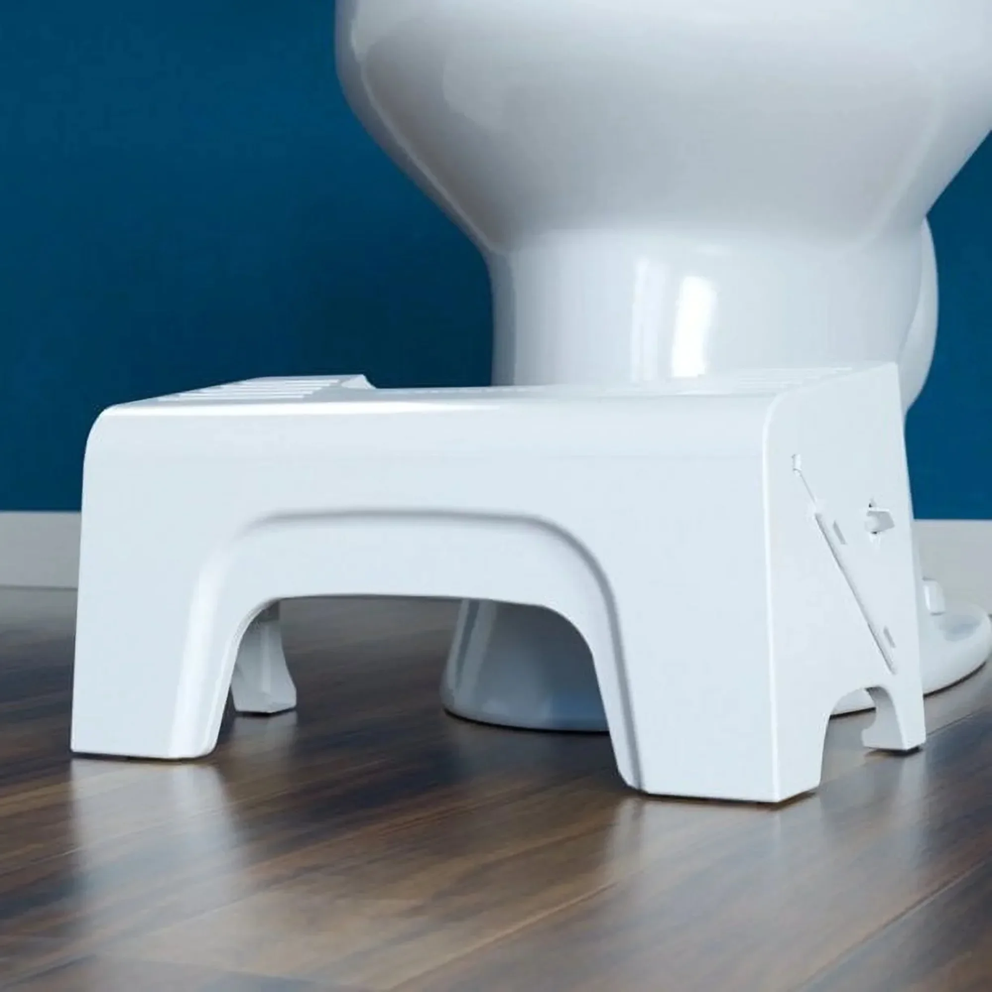 

Folding toilet stool that helps you maintain correct sitting and posture for easier bowel movements