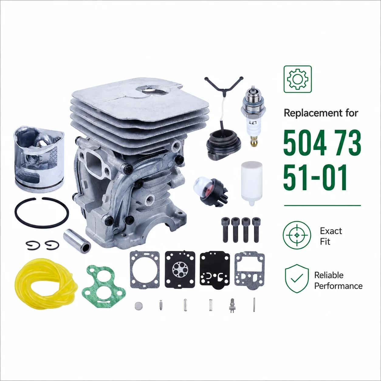 41mm Cylinder Piston Repair Kit For Husqvarna 435 435e 440 440e 440 II Chainsaw Parts Tune Up Kit Spark Plug Fuel Line Carb Kit