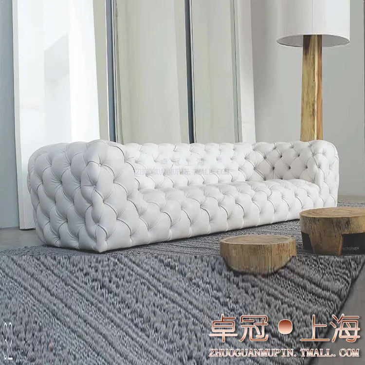 Post-modern full-pull four-person sofa Simple white leisure sofa Living room large-sized multi-person sofa