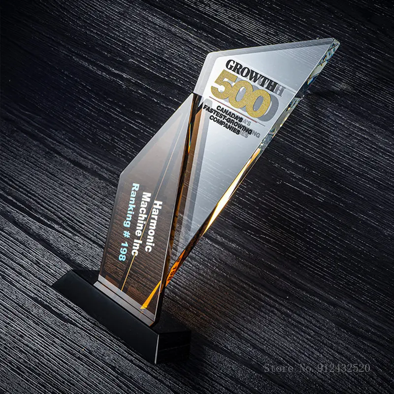 Customized Creative Crystal Trophy, Engraved Upscale Authorization Plate, Honor Award Souvenir, Excellent Staff Team Trophy, 1Pc