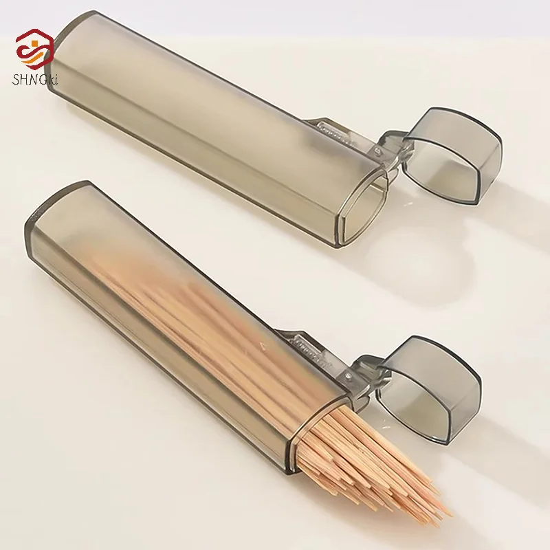 1pcs Portable Transparent Toothpick Holder Outdoor Travel Plastic Toothpick Storage Case Needle Case 6.8cm 8cm