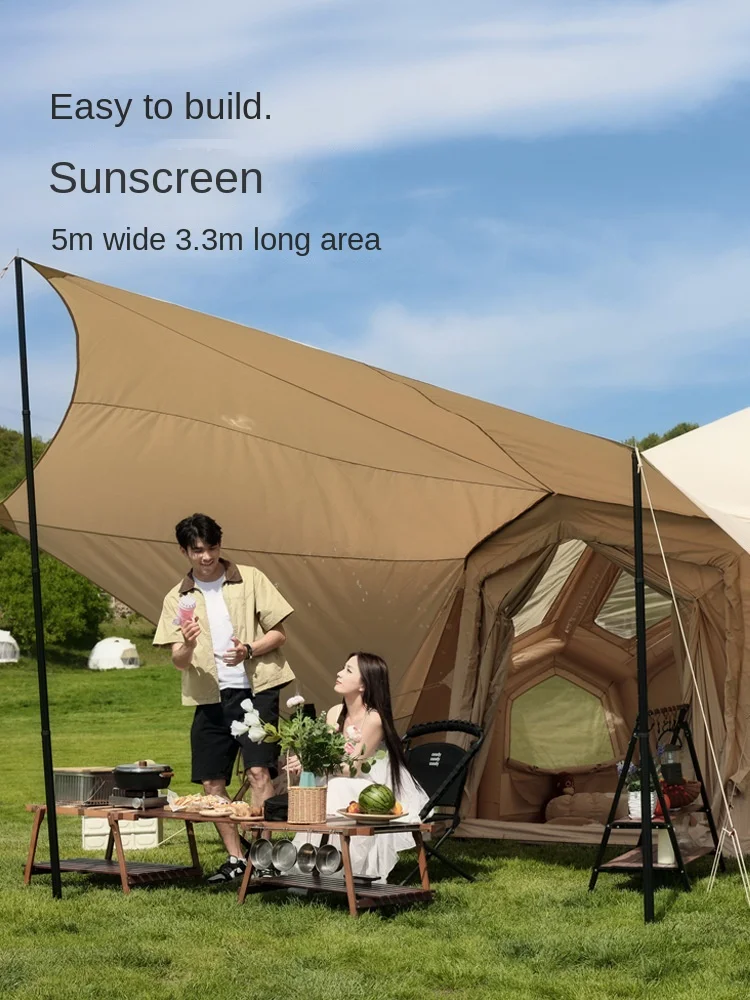 12 Meters Inflatable Tent Travel Family Cold Four Seasons Camouflage 3000mm Waterproof Automatic Outdoor Camping Polyester