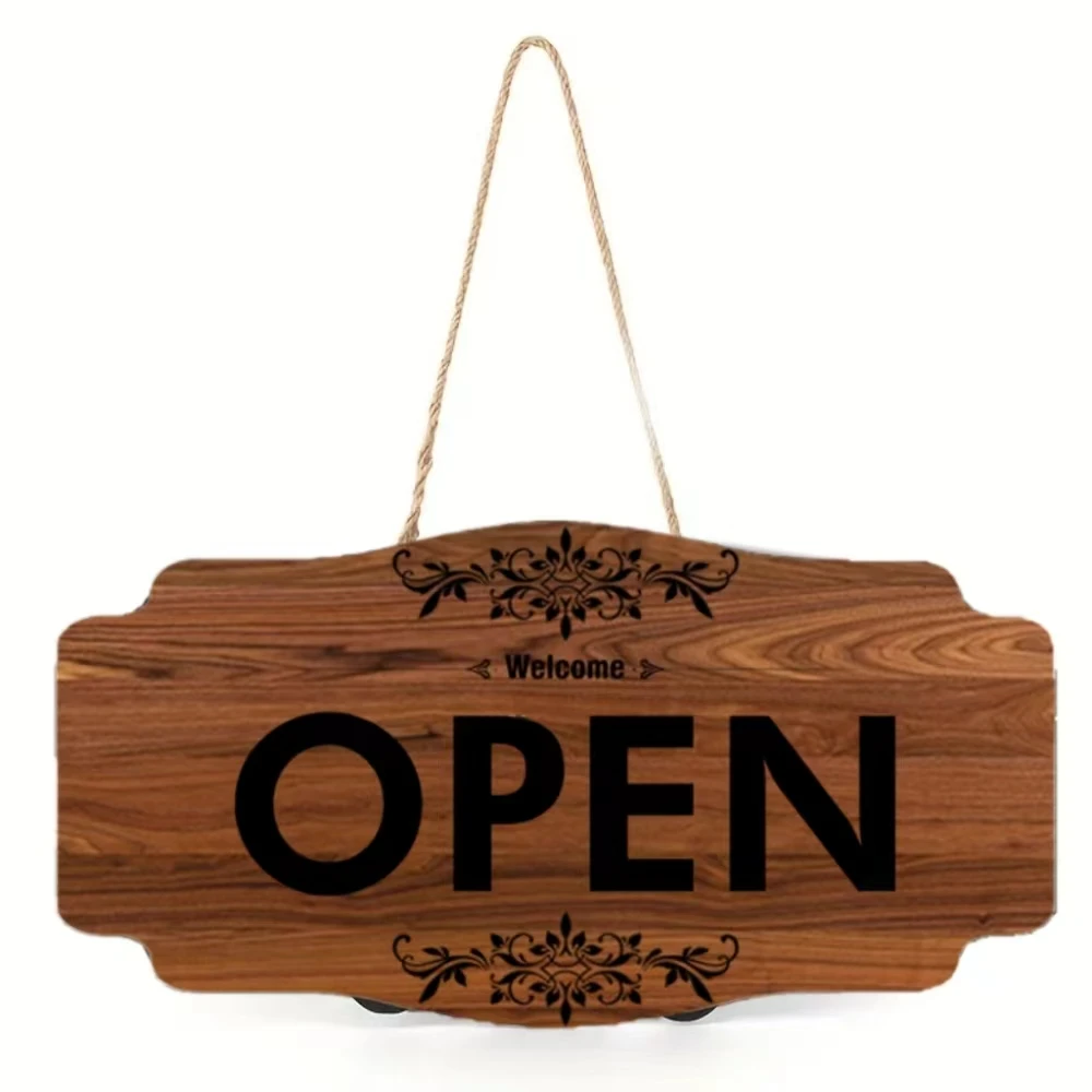 1pc, Rural Style Wooden Store Opening And Closing Business Logo, Double-sided Reversible, Come In We\'re Open Or Closed Store, Hu