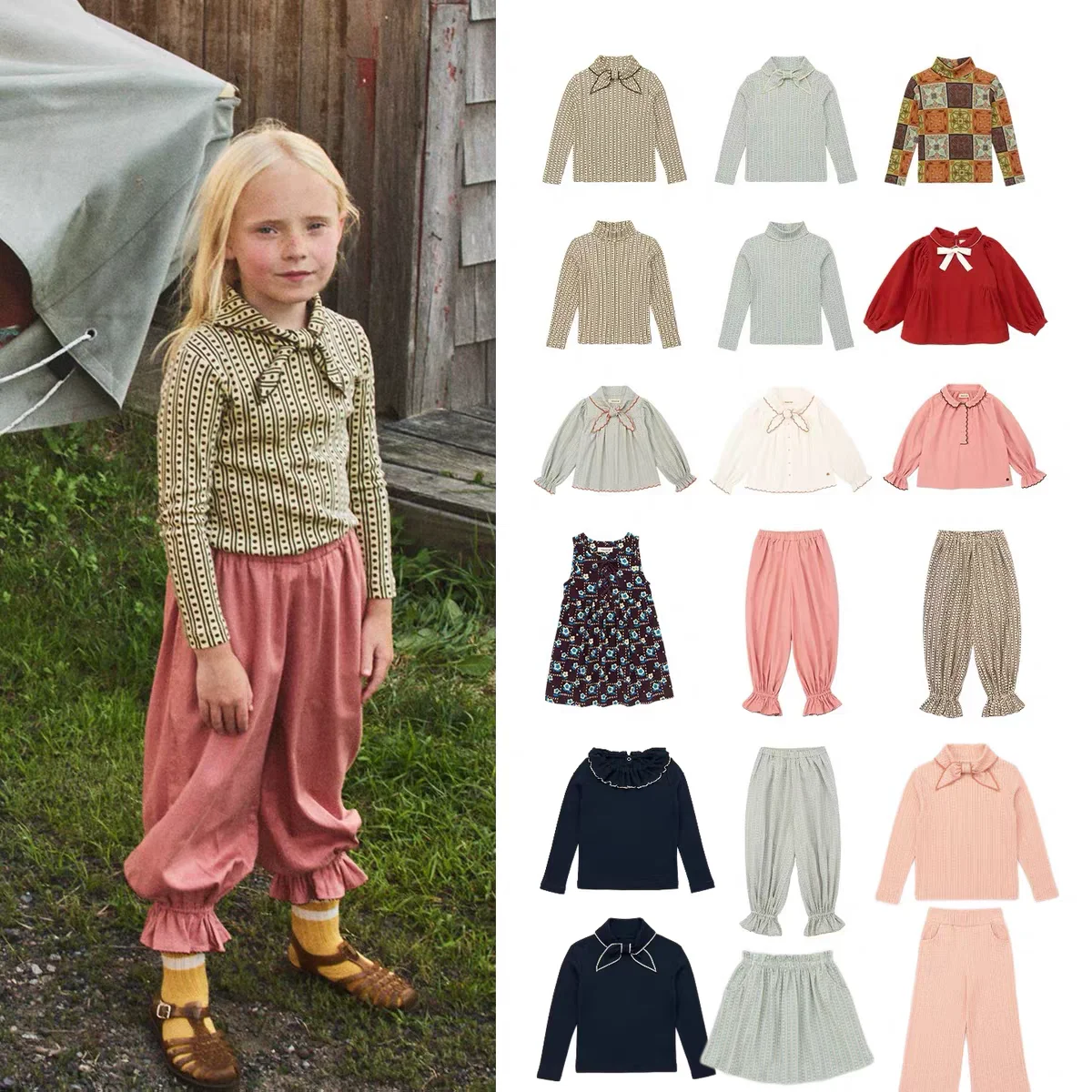 

Girls' Base T-shirt 2025 Winter New Print Fashion High Neck Warm Children's Long Sleeved T-shirt Pure Cotton Cute Short Skirt