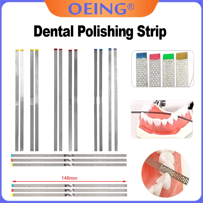Dental Polishing Strips Metal Polishing Strips for Enamel Removal and Slot Polishing Emery Cloth with Holes Oral Teeth Whitening
