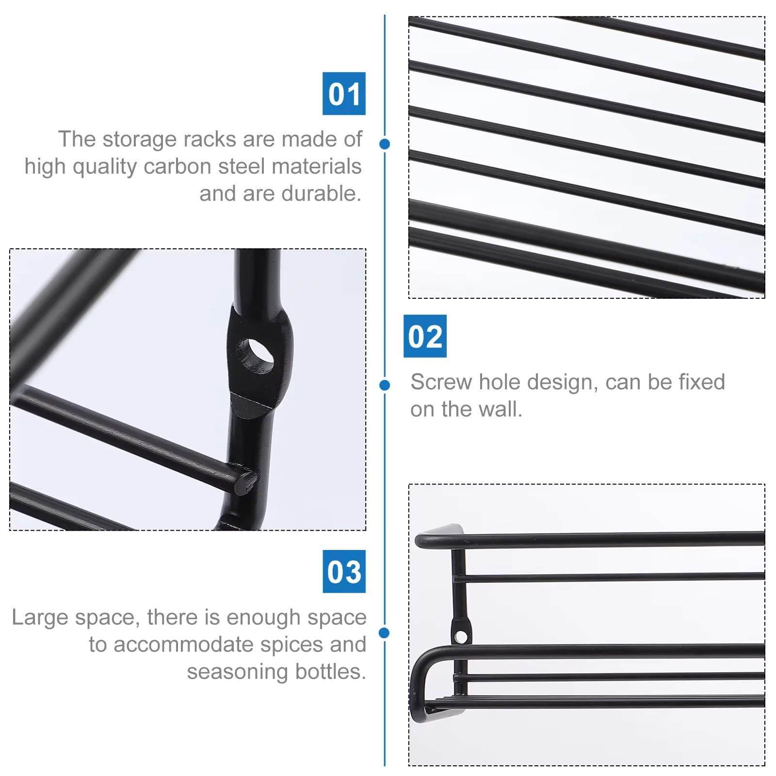 2 قطعة/4 قطعة رف زجاجات التوابل، رف تخزين مثبت على الحائط، مناسب للمطبخ، سهل التركيب