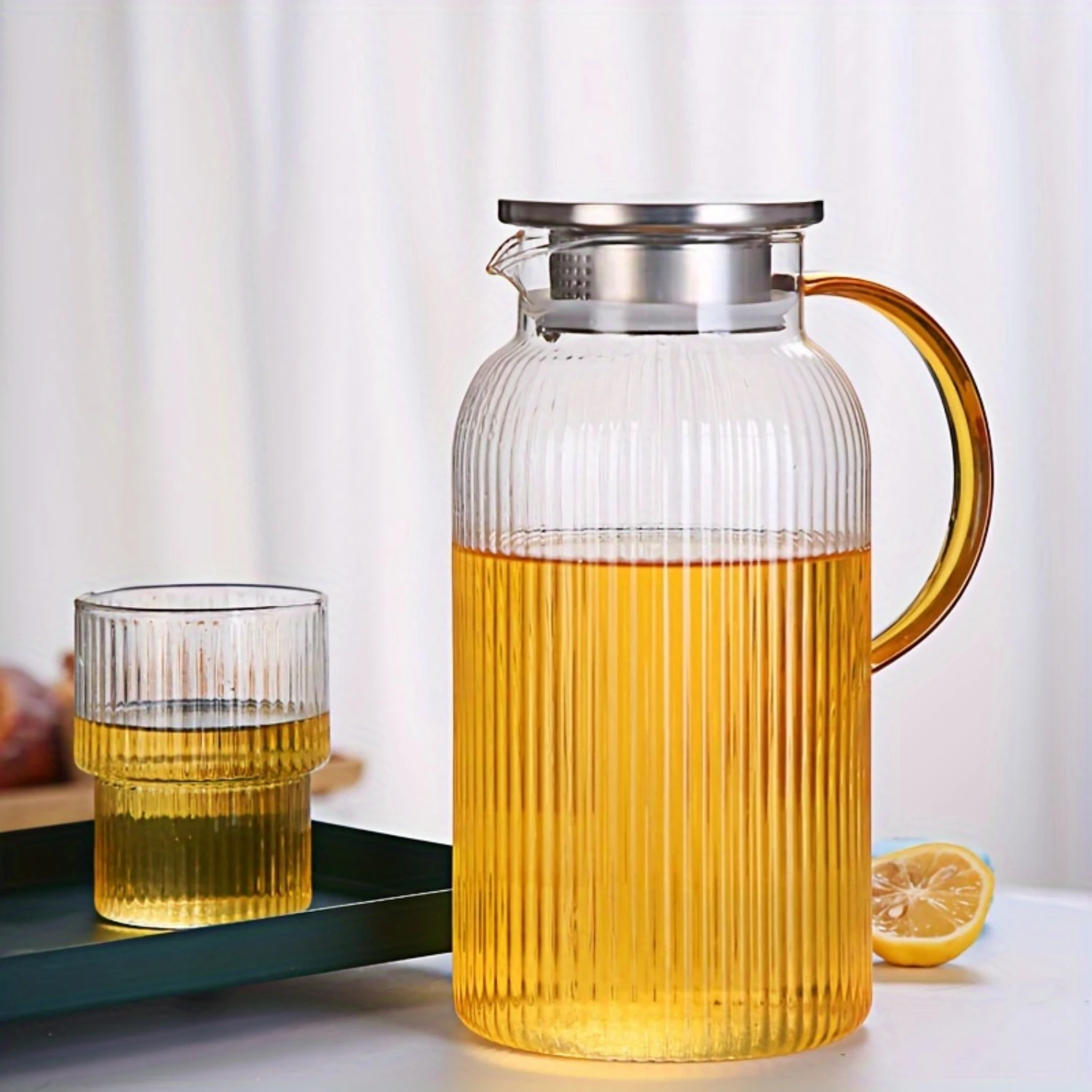 

Large Capacity Water Juice Bottle Outdoor Jug Glass Tea Kettle 40.58oz/50.72oz