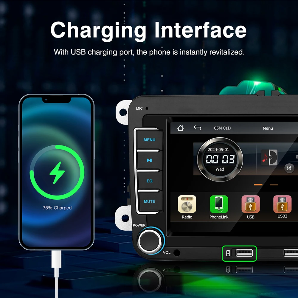 ANYFAR Car Radio 2 Din 7 inch GPS Carplay Andro For VW Volkswagen Skoda Octavia Golf 5 6 Touran Passat B6 Polo Jetta Shark Caddy