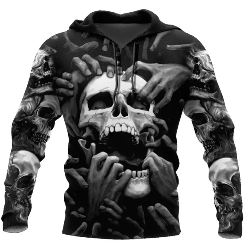 3D Printed Skull Graphics Men's Hoodie Tops Fashion Unisex Sweatshirt Spring and autumn Hip Hop Streetwear Oversized Casual Men'