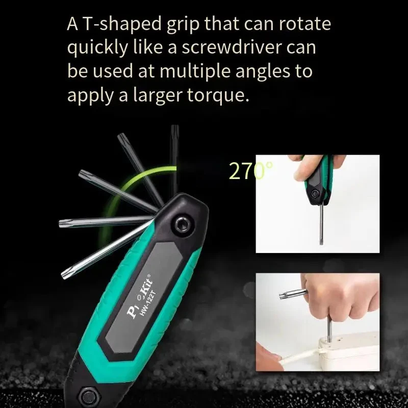 Pro'sKit 8 Kind Combinations of Star Hole Hexagonal Screwdriver Multi-size Combination Wrench Foldable Screwdriver Tool