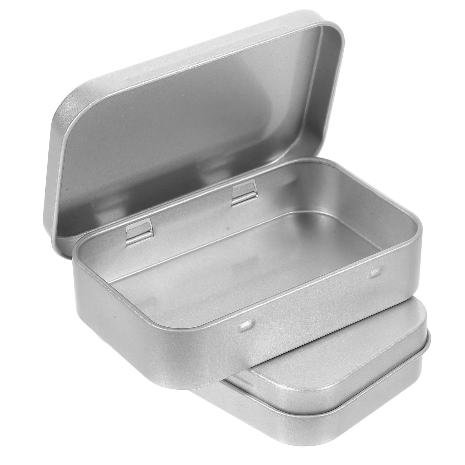 2Pcs Metal Tin Box Compact Storage Container with Hinged Lid for Candy Jewelry Small Items Portable Tinplate Box