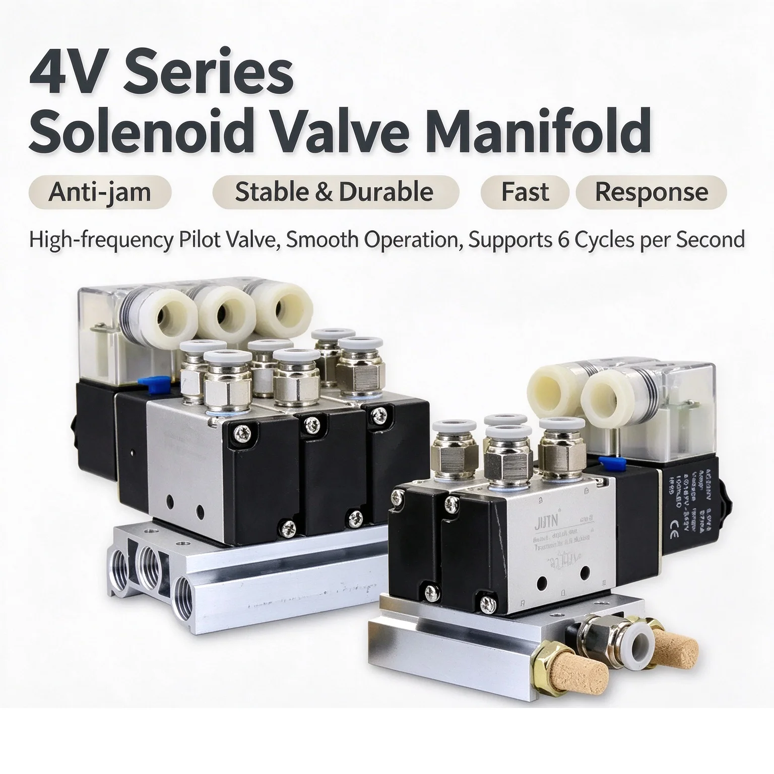 Block Multi Option 2/3/4/5/6/8/10 Way 12/24V DC 110/220V AC with Muffler Fitting Base Manifold4V210-08 Pneumatic Solenoid Valve