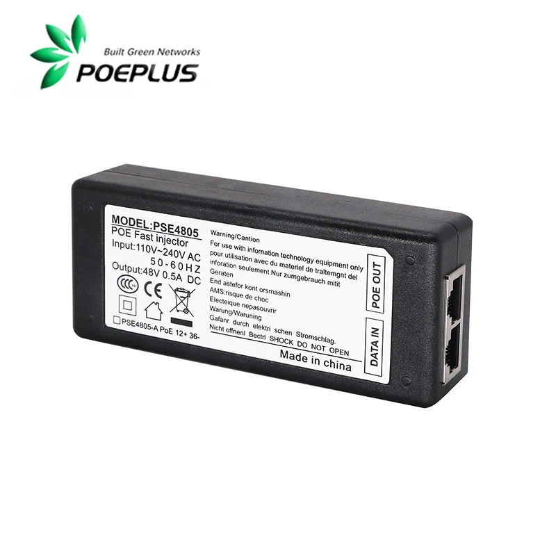 10G POE Injector|100/1000/10000Mbe Optional|25/48/60W Are Optional|802.3at/af/bt/poe++|110-240Vac Power Supply