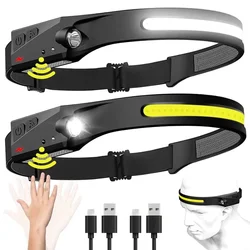 1/2/3PCS LED Induction Headlamp Camping Search Light USB Rechargeable Headlight Led Head Torch Work Light With Built-in Battery