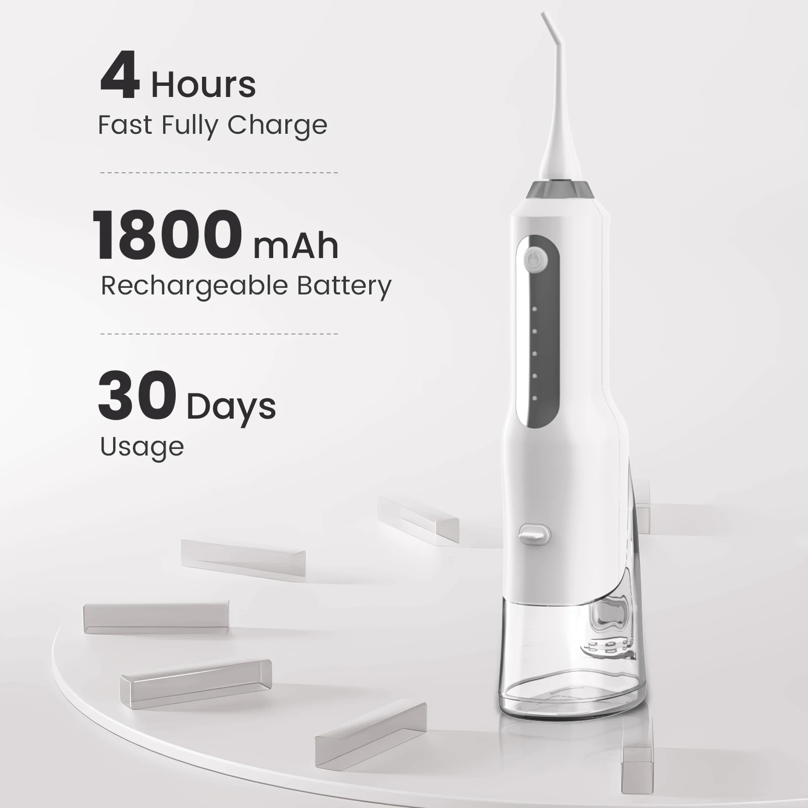 Dental Water Flosser Professional Cordless Rechargeable Electric Oral Irrigator Water Jet for Teeth Braces Care with 5 Jet Tips