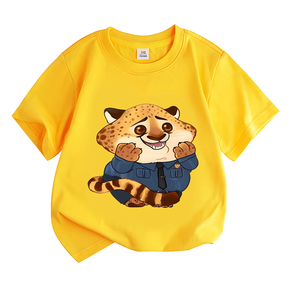 Benjamin Cheetah New Children's Short Sleeve T-shirt Harajuku T-shirts Teens Kids Boys and Girls Tops Shirts Anime Short Sleeve