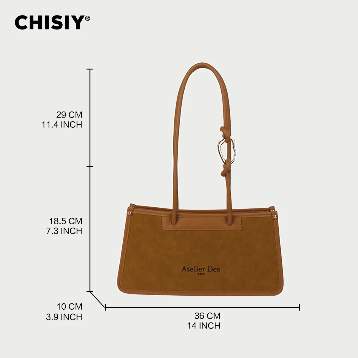 CHISIY Original Handmade Canvas Large Capacity French Stick Bag Large Capacity Commuter Splicing Design Single Shoulder Handbag