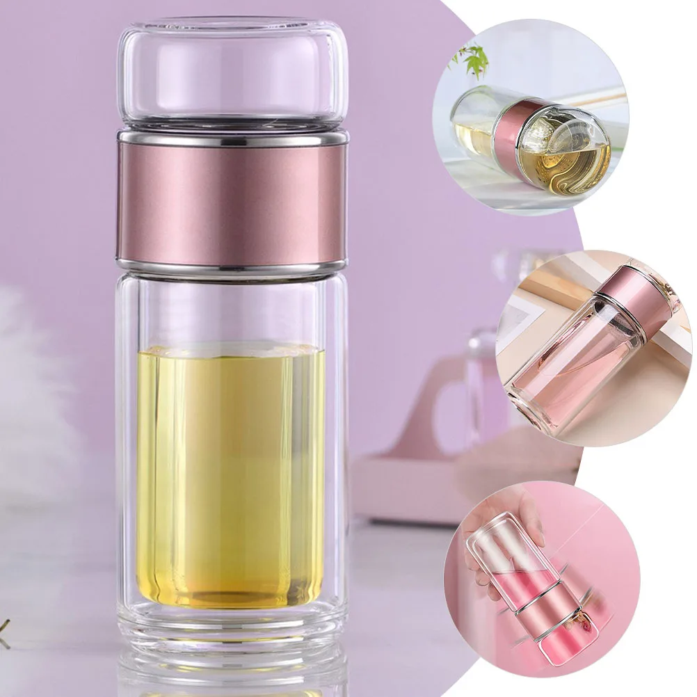

250Ml Tea Infuser Water Bottle Glass Tumbler with Fine Mesh Filter Portable for Loose Leaf Tea Brewing At Work Travel