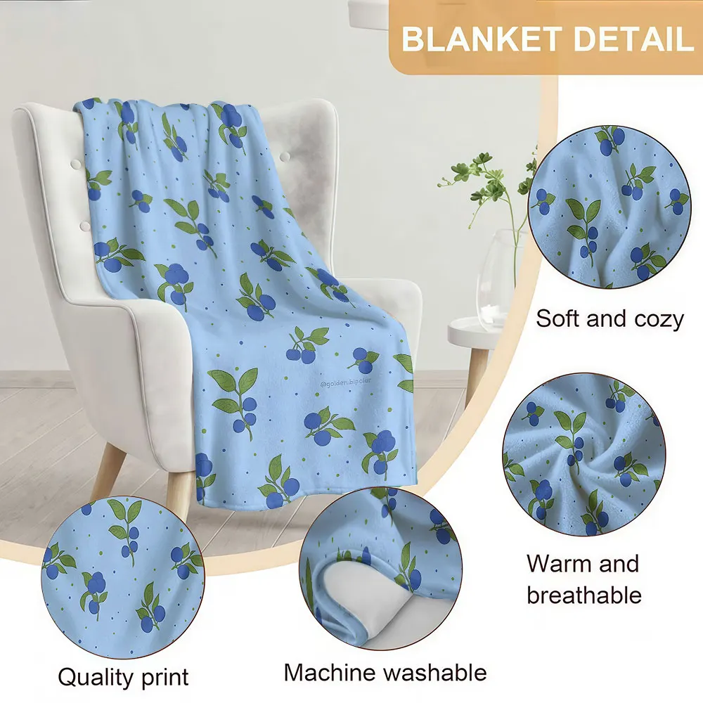 Blueberry Soft Warm Flannel Blanket Lightweight Cozy Christmas Halloween Home Decor Room