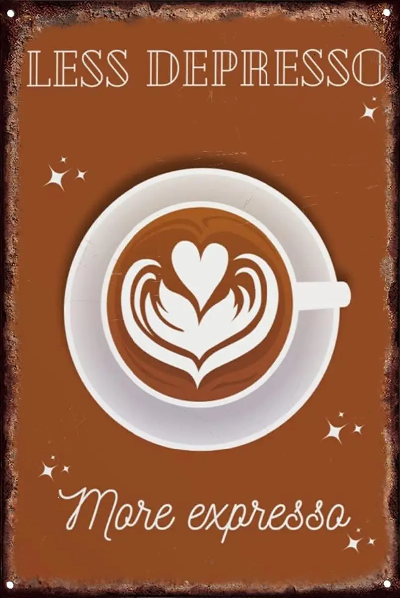 Coffee Lovers Expresso Lovers Trendy Wall Art Kitchen Decor Living Room Funny Retro Wall Art Sign Vintage Wall Coffee & goo sign