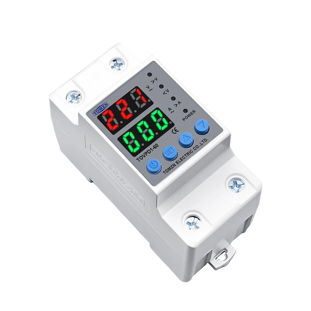 TOMZN Din Rail 60A 230V Adjustable Over Voltage and Under Voltage Protective Device Protector Relay TOMZN TOVPD1-63