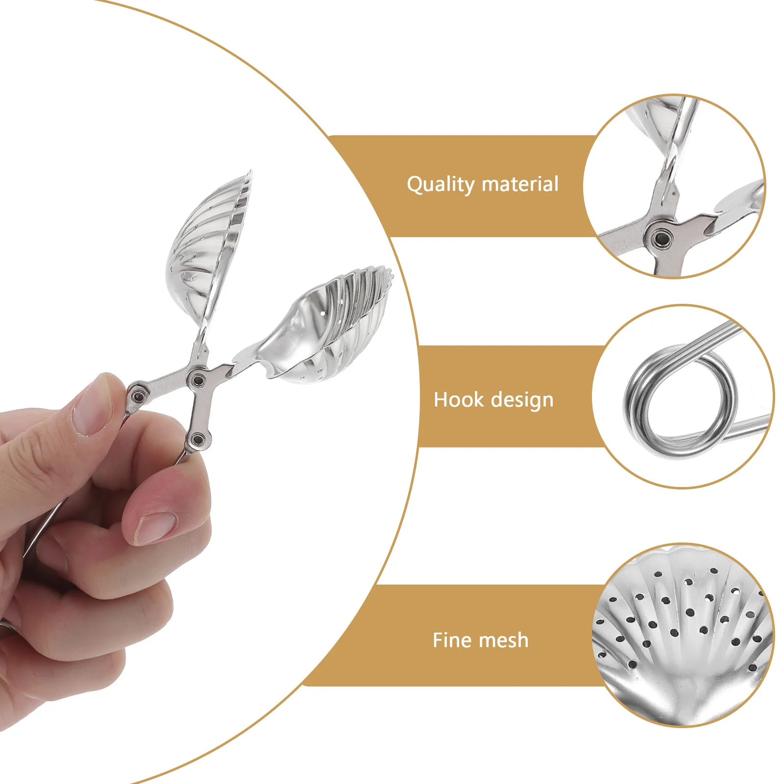 

2Pcs Tea Strainer Shell Shaped Infuser Colander Filter Supplies Fine Sieve Stainless Steel High Quality Durability Home Office