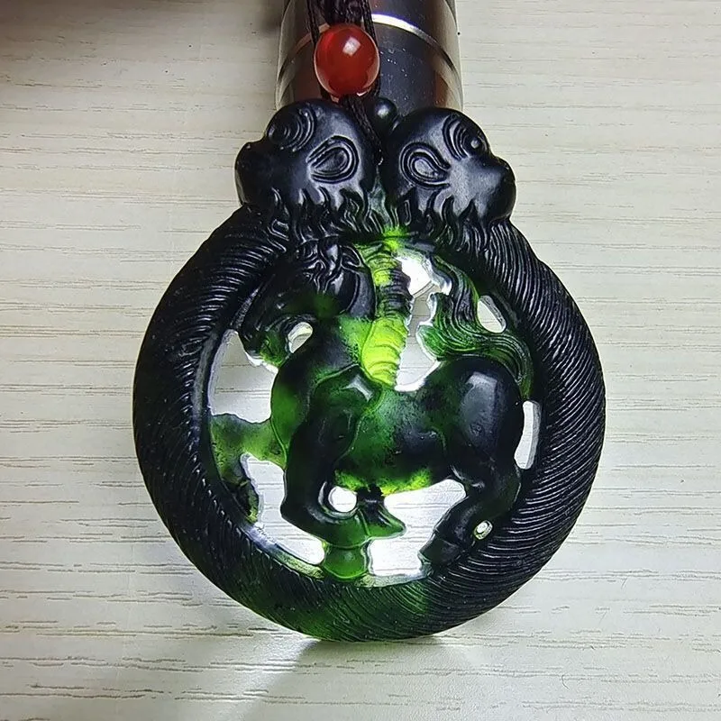 

Подвеска из натурального камня короля медицины, чернильный нефритовый кулон в виде лошади зодиака, новые популярные модели