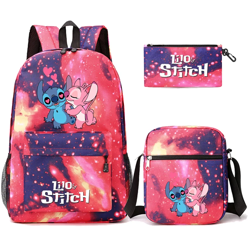 3Pcs/set Disney Lilo Stitch Backpack for Teen Boy Girl Back To School Backpack with Lunch Bag Student Schoolbag Men Women Bag