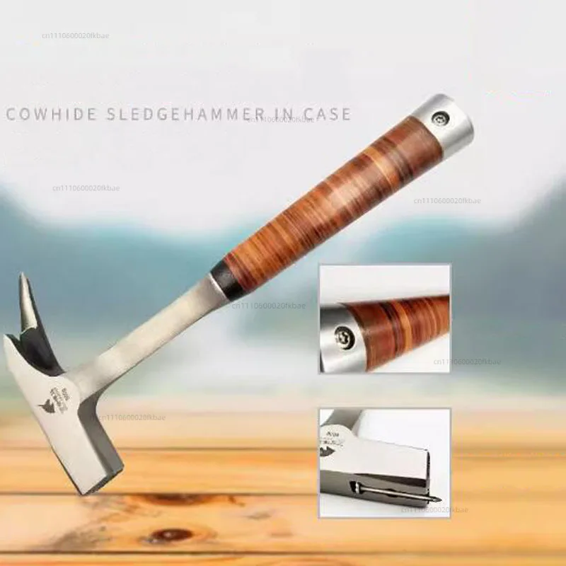 Single-angle hammer, shock-proof square-head hammer, cowhide handle, strong magnetic sweat-absorbing hammer, 45# tool steel