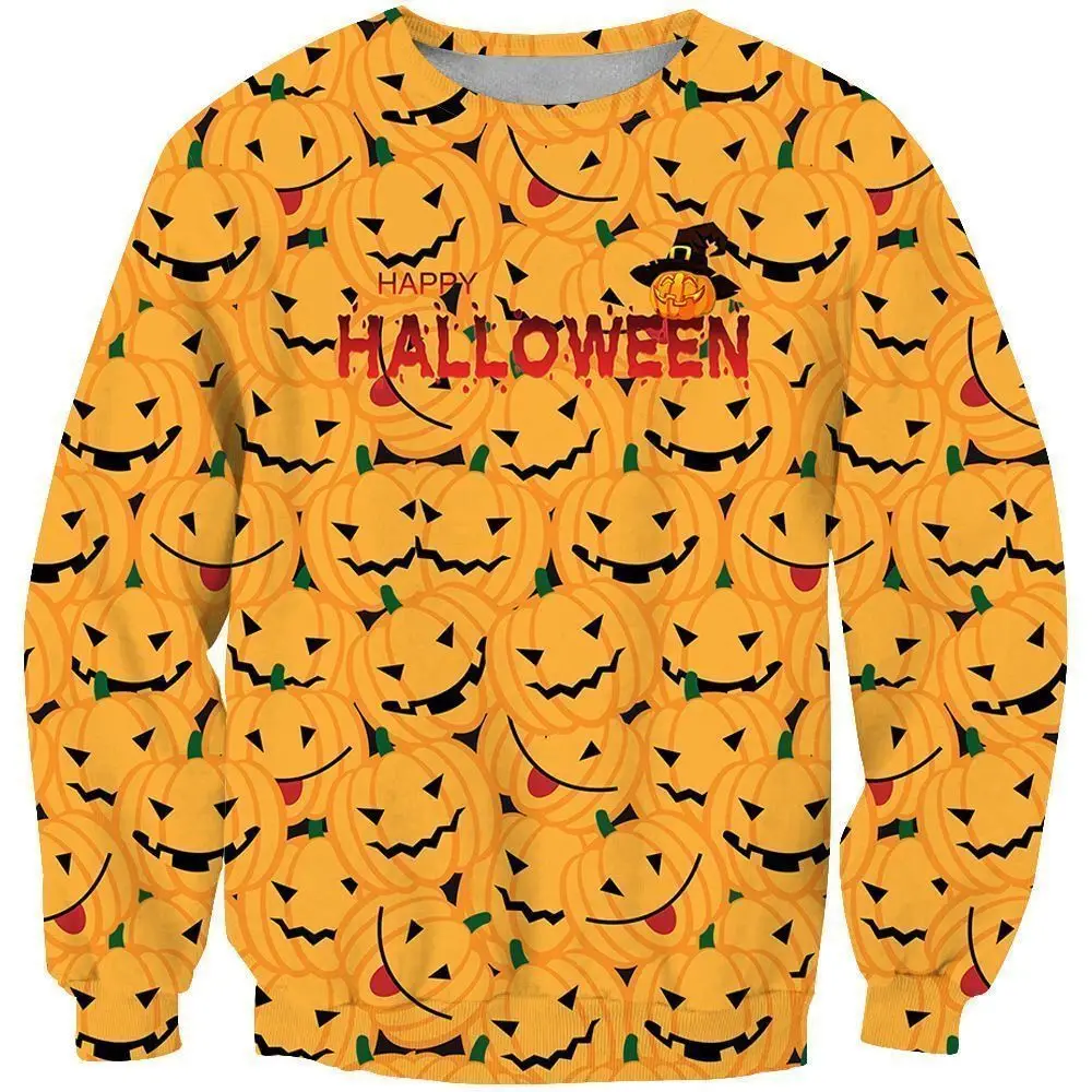 Halloween 3D All Over Print Sweatshirt Pumpkin Bat Cat Graphic Crewneck Pullover Men Women Halloween Party Casual Streetwear